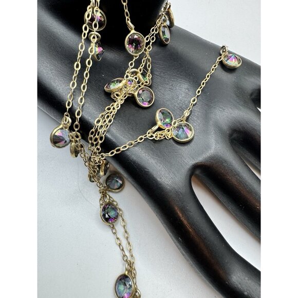 London Manori AB Cristal Chain Necklace Gold Tone Sterling Silver 925 Pretty - Picture 8 of 10